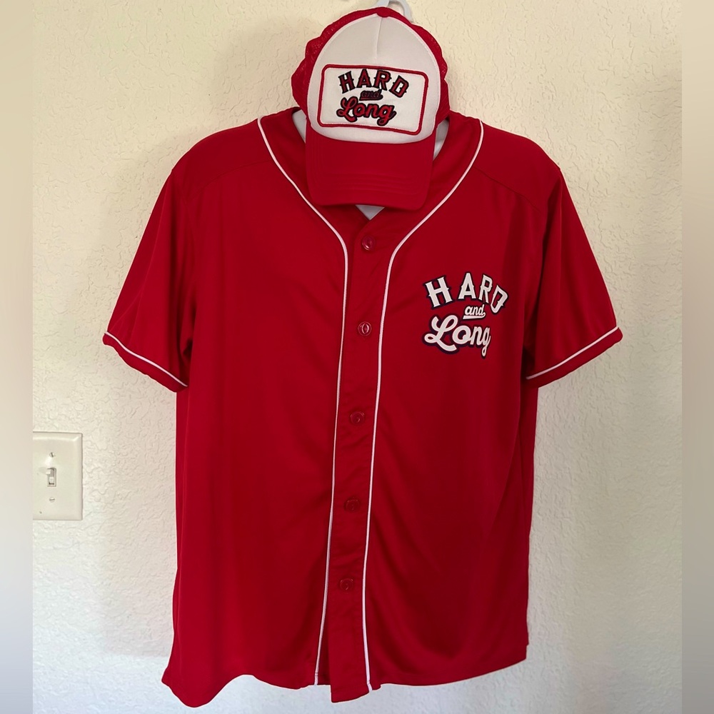 Adult Halloween-Hard & Long Batting Coaches Baseball Jersey & Matching Hat